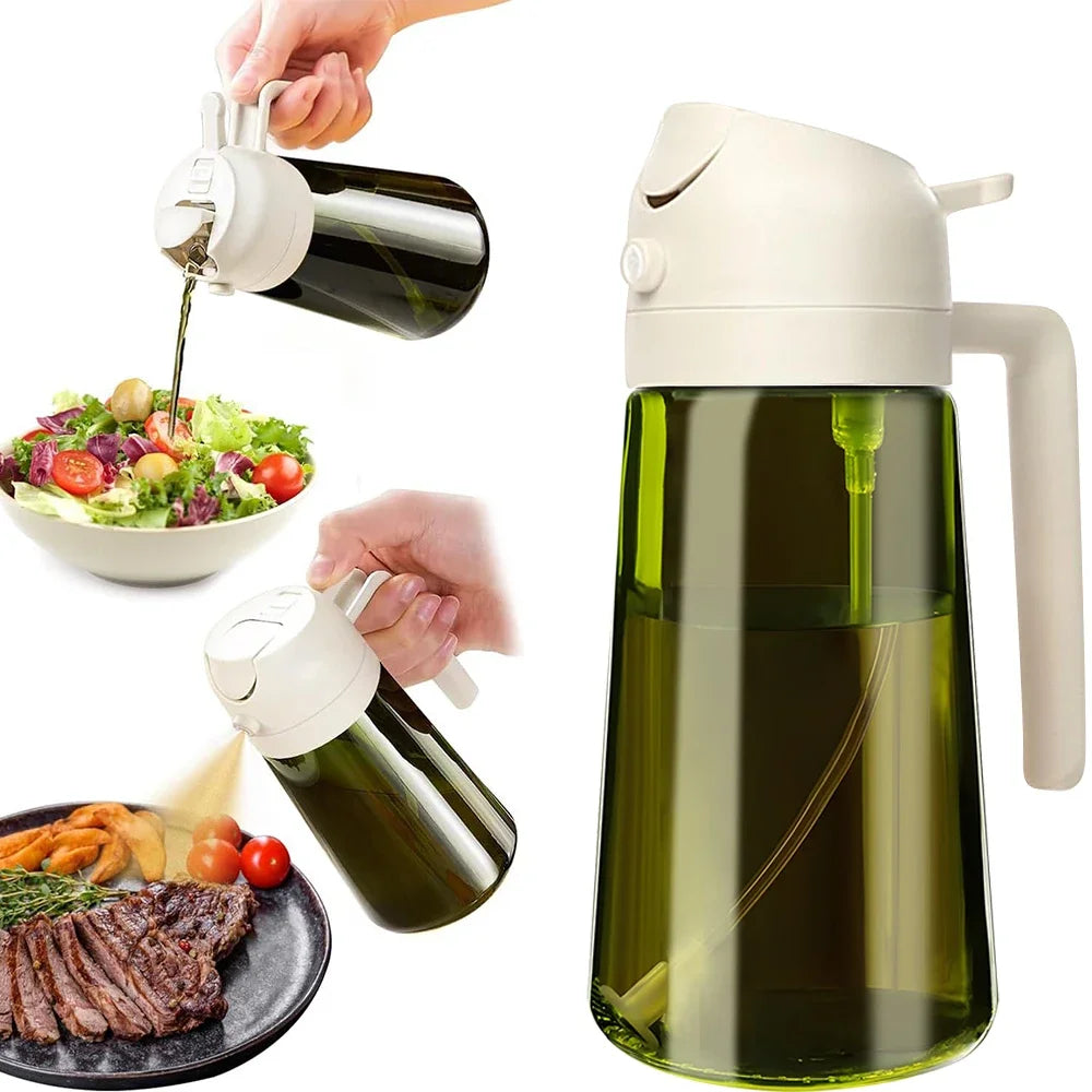470ML/16oz Light-Blocking Dark Oil Sprayer for Cooking 2 in 1 Olive Oil Dispenser Bottle for Kitchen