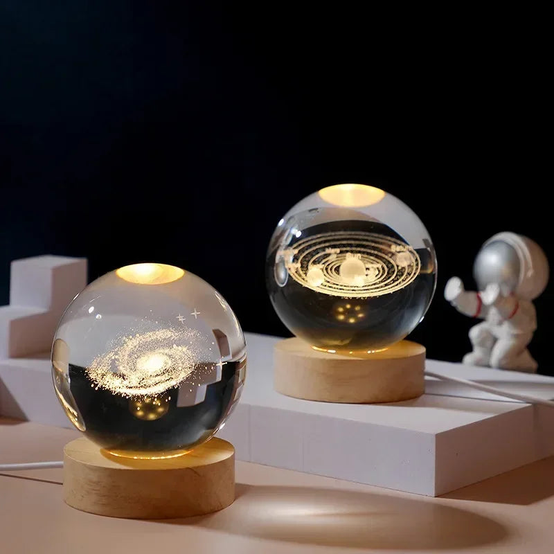 Aesthetic Moon Crystal Clear Glass Globe Night Light