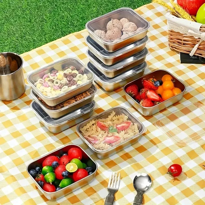 5pcs Stainless Steel Food Storage Stackable Meal Prep Boxes for Kitchen
