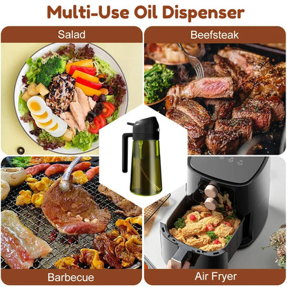 470ML/16oz Light-Blocking Dark Oil Sprayer for Cooking 2 in 1 Olive Oil Dispenser Bottle for Kitchen
