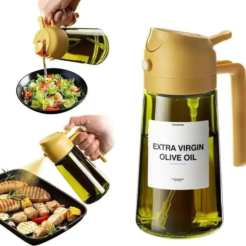470ML/16oz Light-Blocking Dark Oil Sprayer for Cooking 2 in 1 Olive Oil Dispenser Bottle for Kitchen