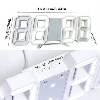 3D LED Digital Clock Wall with Glow Night Mode