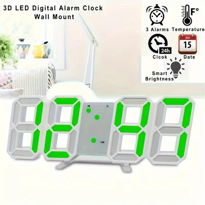 3D LED Digital Clock Wall with Glow Night Mode