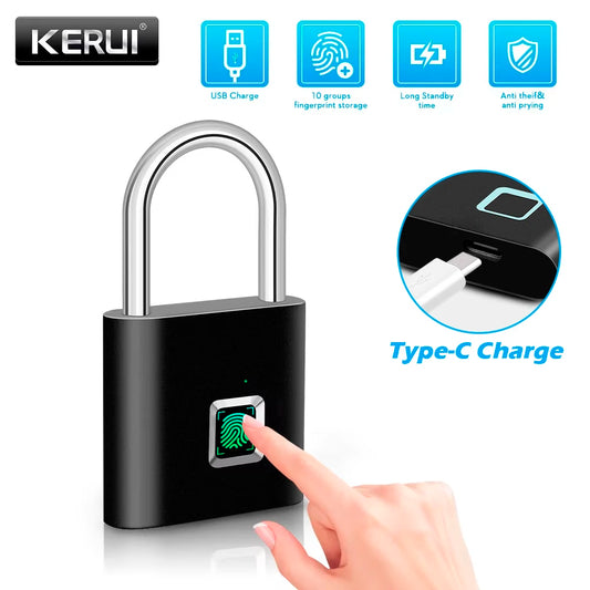 KERUI Rechargeable Smart Waterproof Fingerprint Padlock