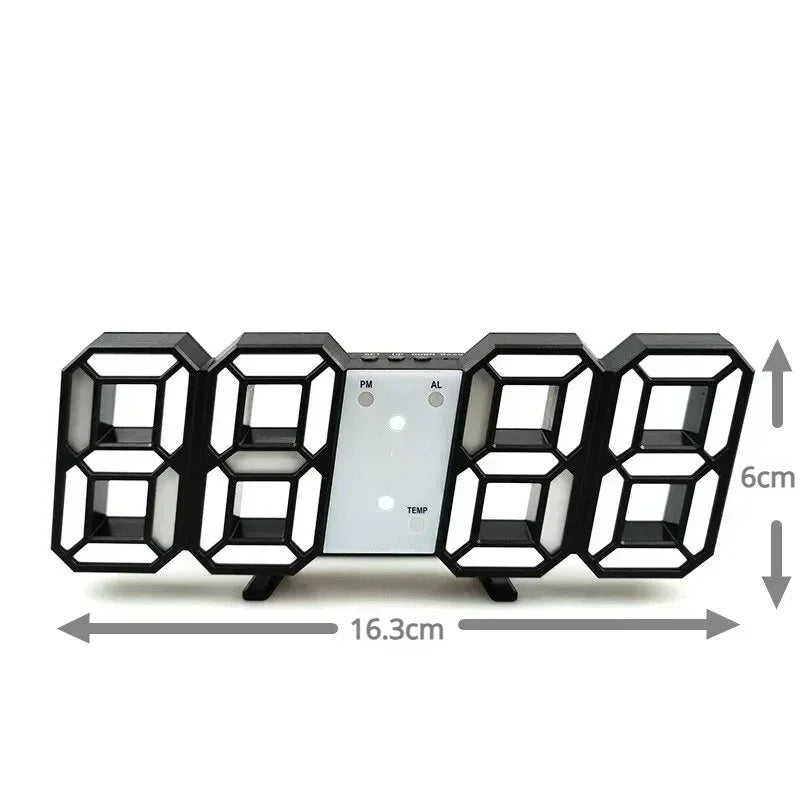 3D LED Digital Clock Wall with Glow Night Mode