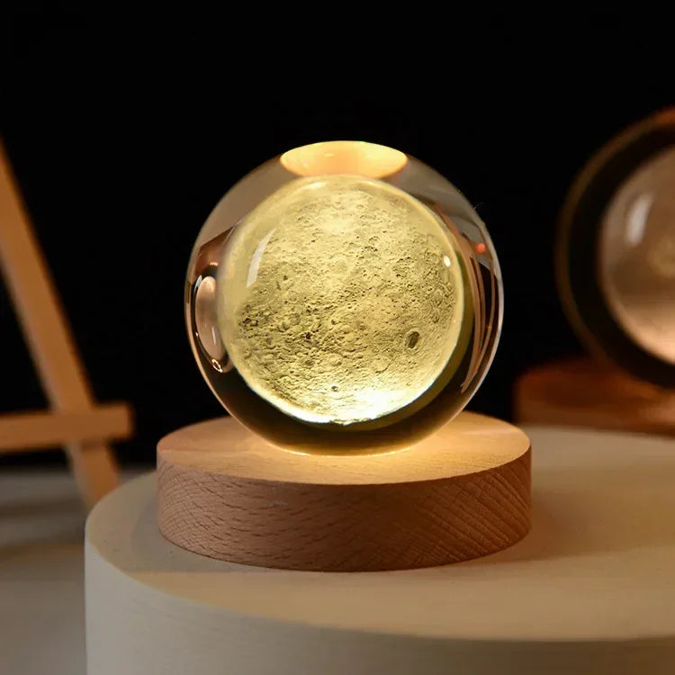 Aesthetic Moon Crystal Clear Glass Globe Night Light