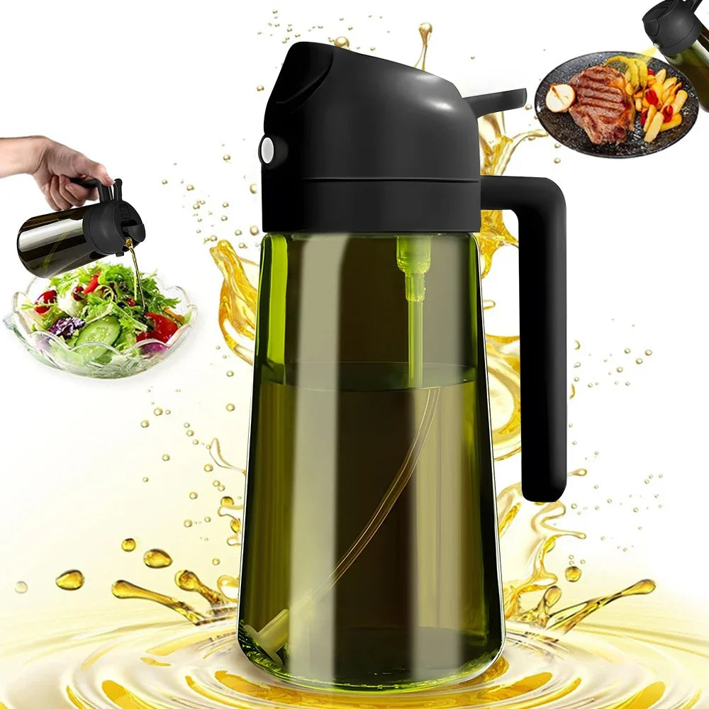 470ML/16oz Light-Blocking Dark Oil Sprayer for Cooking 2 in 1 Olive Oil Dispenser Bottle for Kitchen