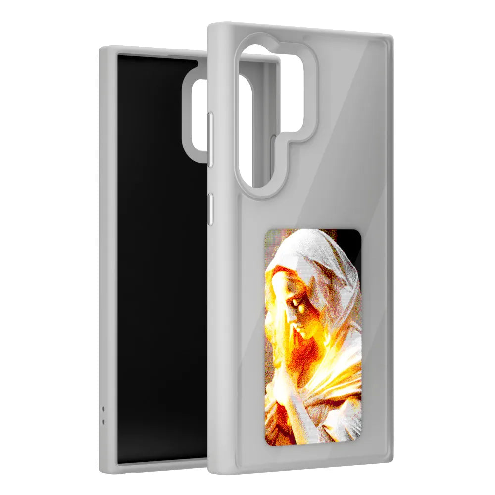 Luxury DIY Smart NFC Ink Screen Phone Case for Galaxy S24 Ultra S24 Plus S23 Tempered AG Glass Back Cover