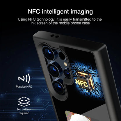 Luxury DIY Smart NFC Ink Screen Phone Case for Galaxy S24 Ultra S24 Plus S23 Tempered AG Glass Back Cover