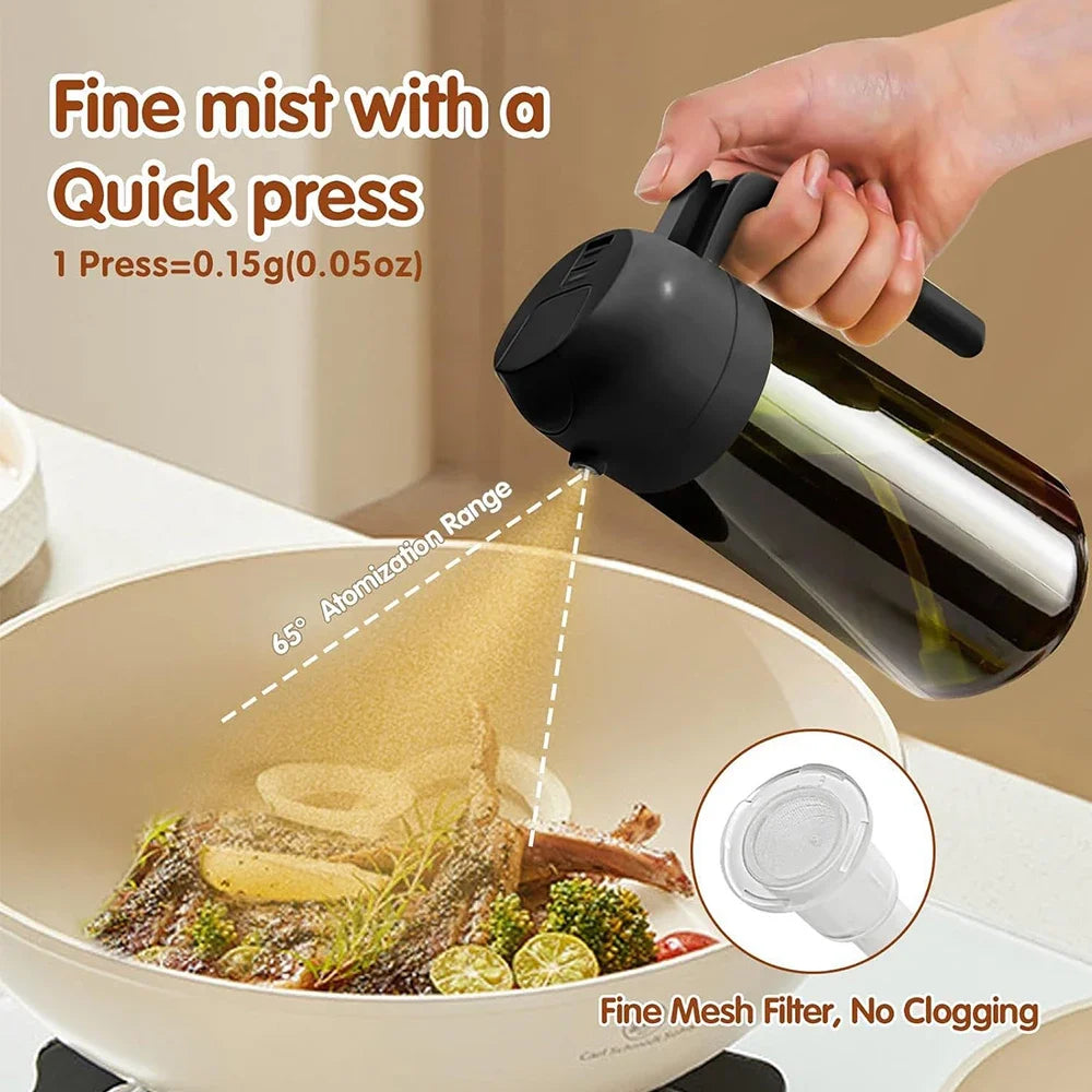 470ML/16oz Light-Blocking Dark Oil Sprayer for Cooking 2 in 1 Olive Oil Dispenser Bottle for Kitchen