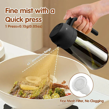 470ML/16oz Light-Blocking Dark Oil Sprayer for Cooking 2 in 1 Olive Oil Dispenser Bottle for Kitchen