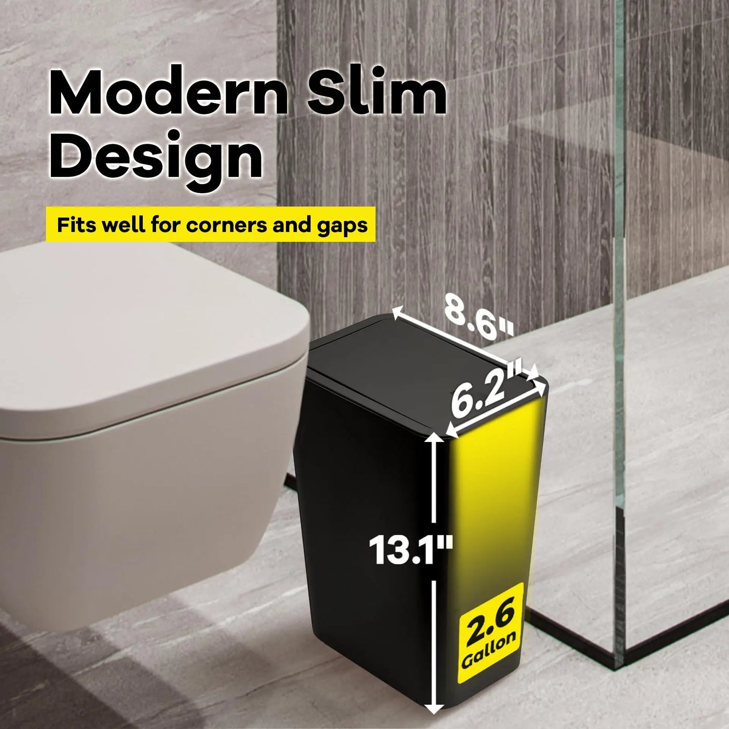 10L Small Garbage Can with Press Top Lid for Toilet, Bedroom, Living Room
