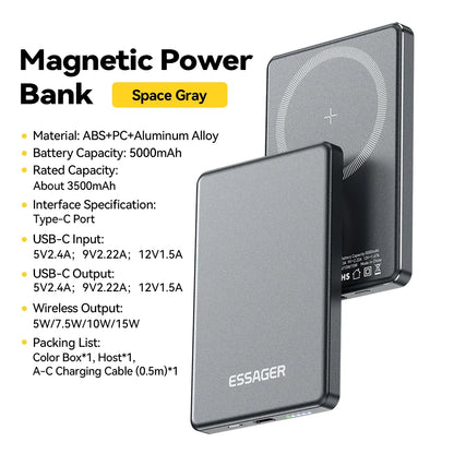 Essager Portable 20W 5000mAh Wireless Power Bank for Iphones