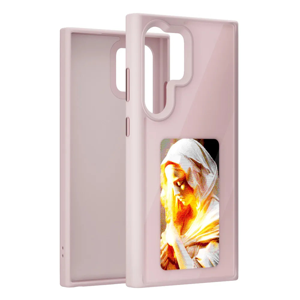 Luxury DIY Smart NFC Ink Screen Phone Case for Galaxy S24 Ultra S24 Plus S23 Tempered AG Glass Back Cover
