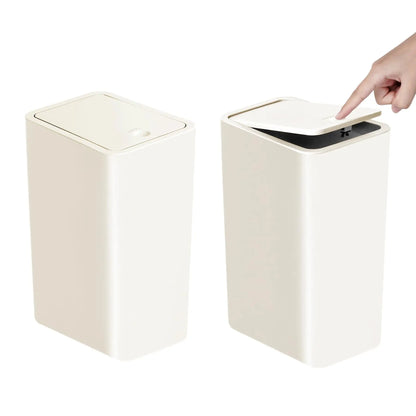 10L Small Garbage Can with Press Top Lid for Toilet, Bedroom, Living Room