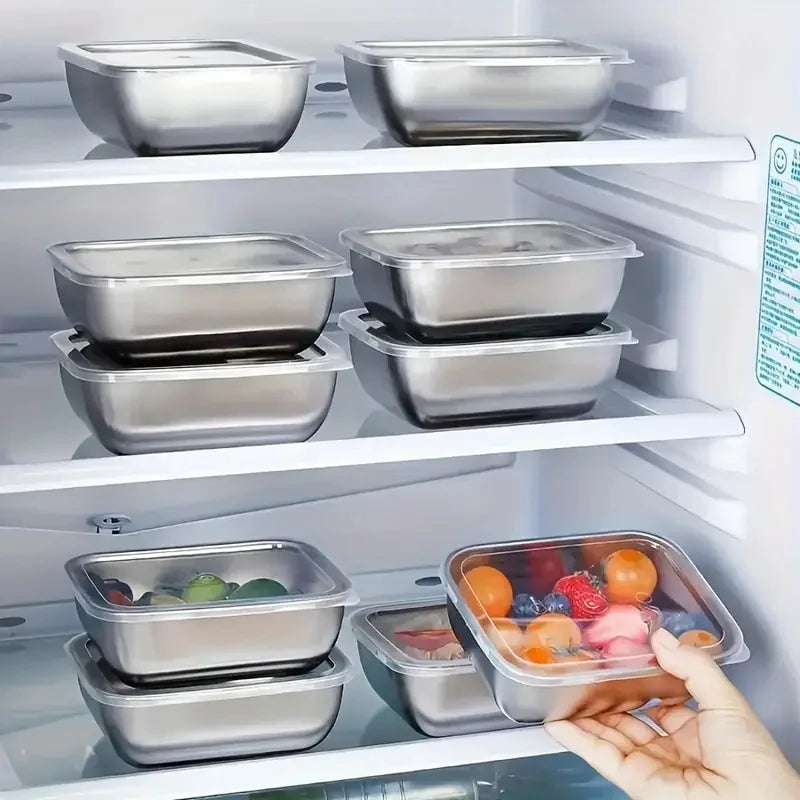 5pcs Stainless Steel Food Storage Stackable Meal Prep Boxes for Kitchen
