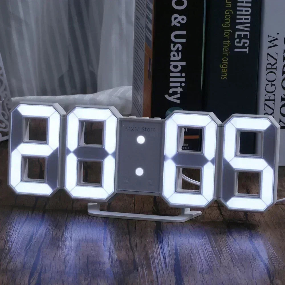 3D LED Digital Clock Wall with Glow Night Mode