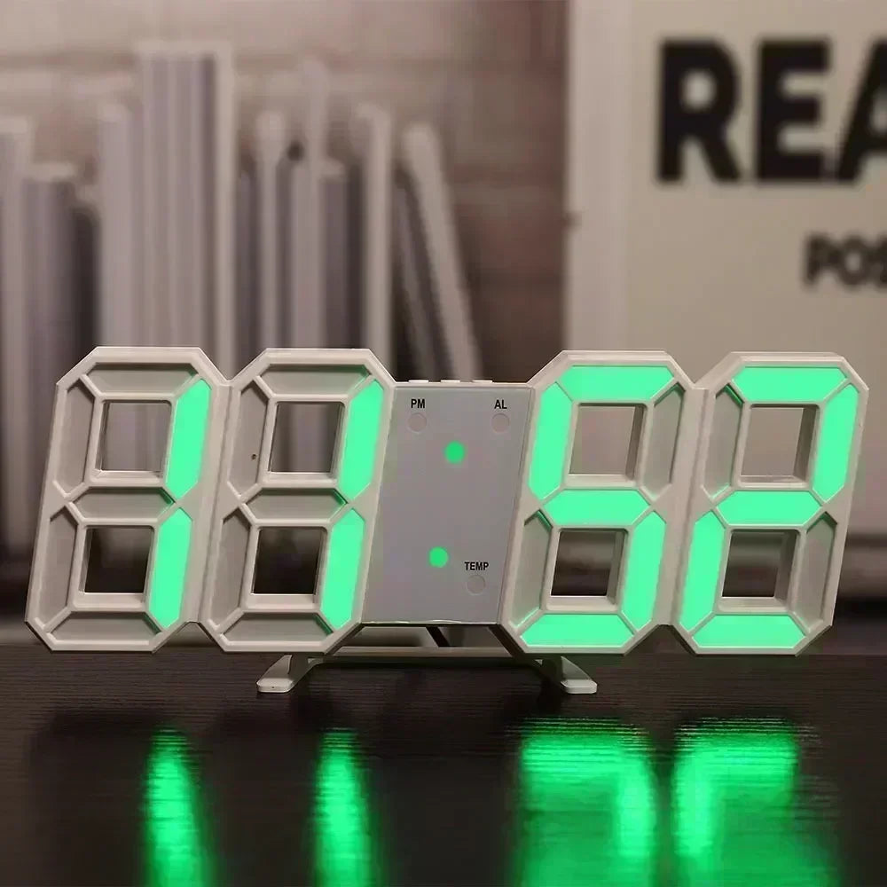 3D LED Digital Clock Wall with Glow Night Mode
