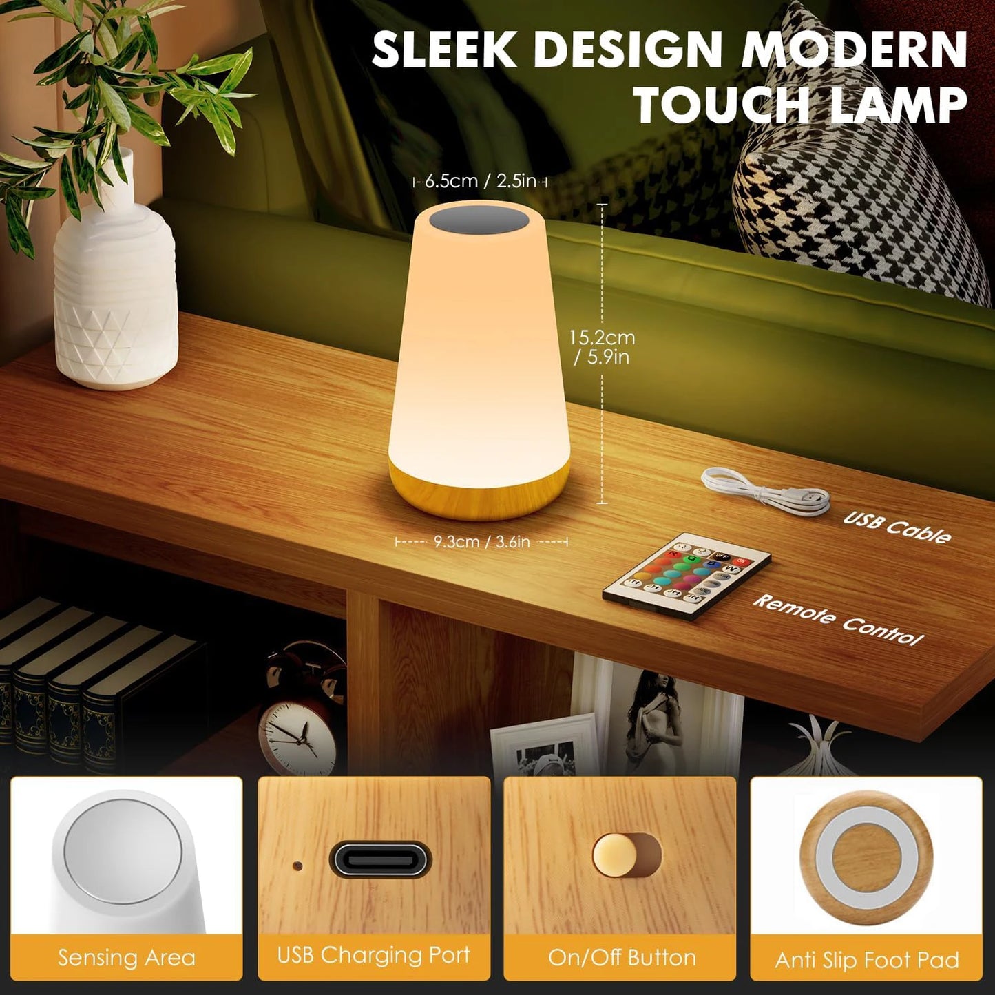 13 Color Dimmable Remote Control USB Rechargeable Night Lamp