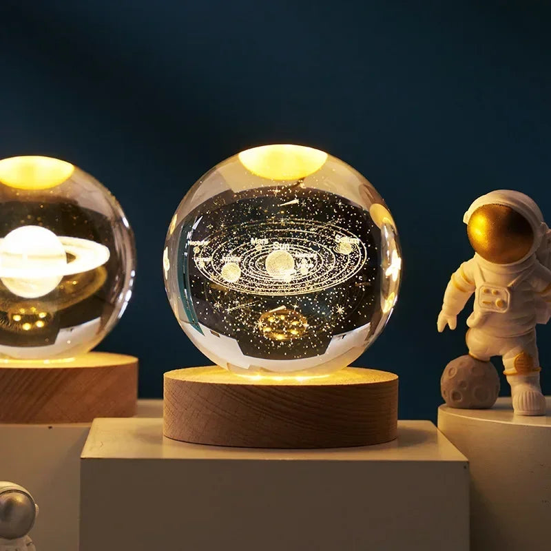 Aesthetic Moon Crystal Clear Glass Globe Night Light