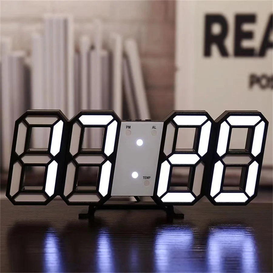 3D LED Digital Clock Wall with Glow Night Mode