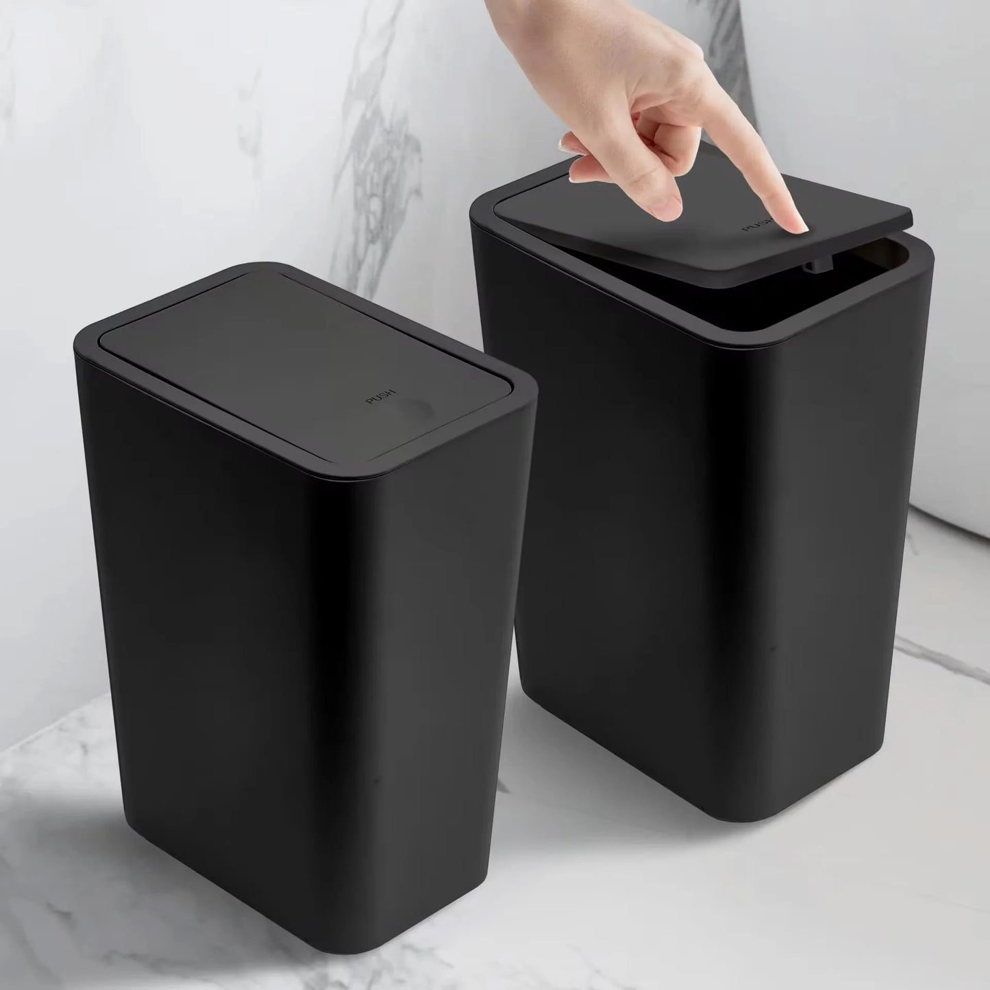 10L Small Garbage Can with Press Top Lid for Toilet, Bedroom, Living Room