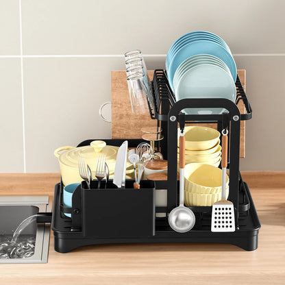 2 Tier Storage Rack Kitchen Organizer with Drain Basket