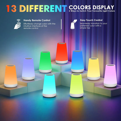 13 Color Dimmable Remote Control USB Rechargeable Night Lamp