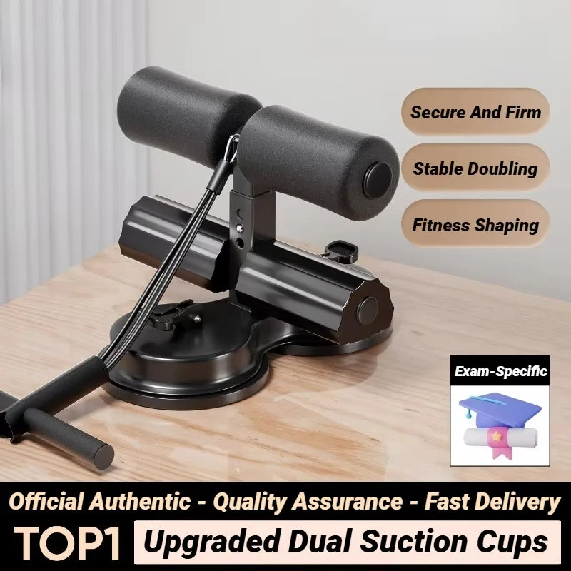 Fitness equipment with suction cups on a wooden surface