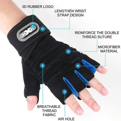 Workout Gloves for Men Women Half Finger Glove with Wrist Wrap for Sport & gym