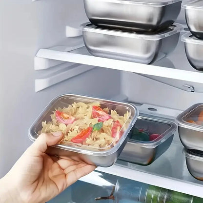 5pcs Stainless Steel Food Storage Stackable Meal Prep Boxes for Kitchen