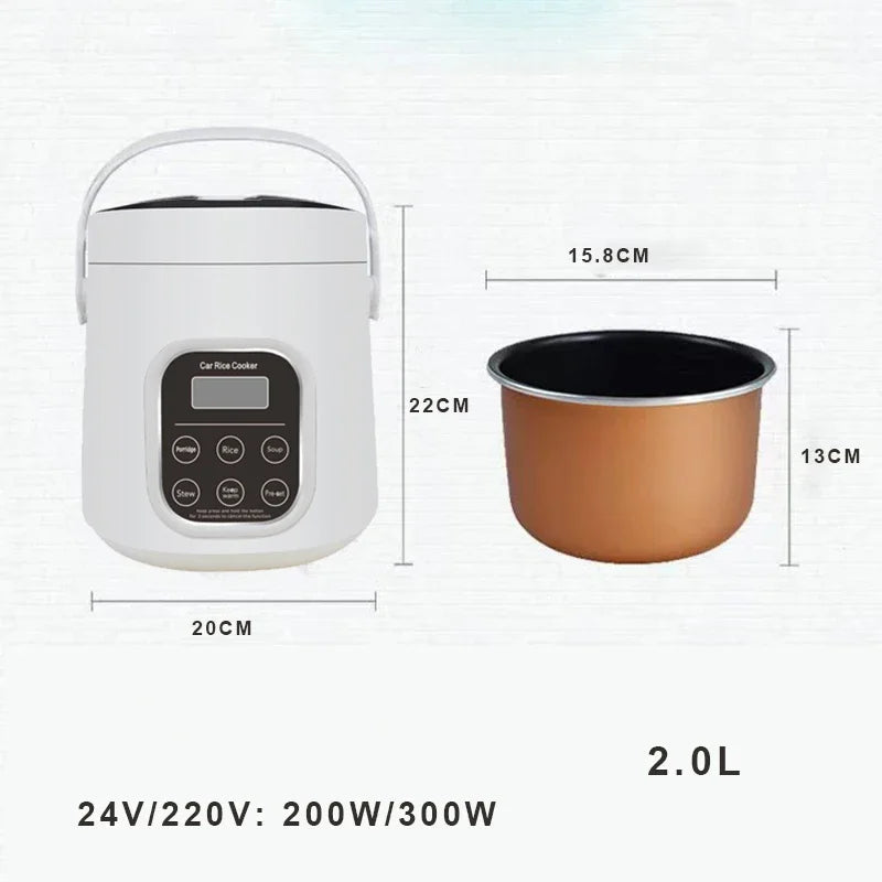 Portable 2L Rice Cooker Multi-Cooker Food Steamer
