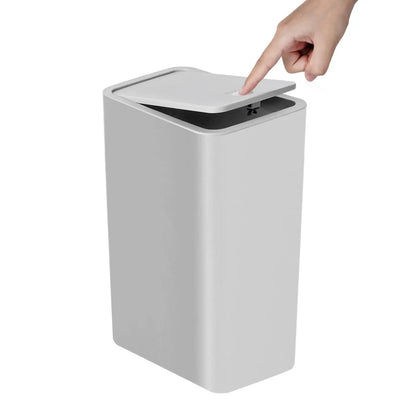 10L Small Garbage Can with Press Top Lid for Toilet, Bedroom, Living Room