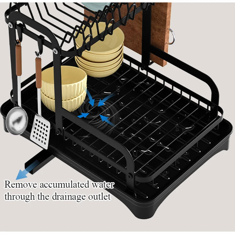 2 Tier Storage Rack Kitchen Organizer with Drain Basket