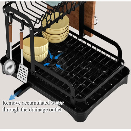 2 Tier Storage Rack Kitchen Organizer with Drain Basket