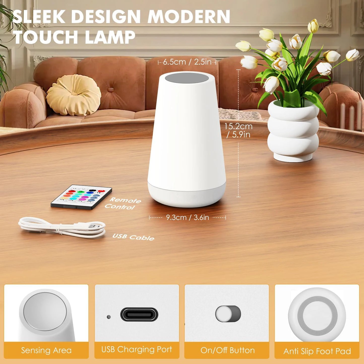 13 Color Dimmable Remote Control USB Rechargeable Night Lamp