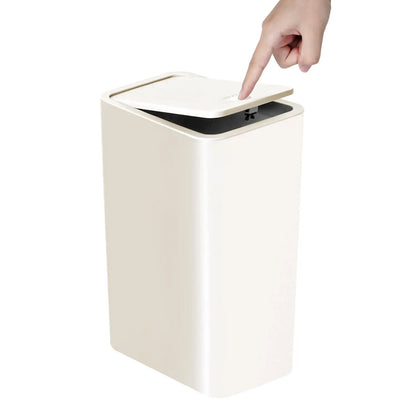 10L Small Garbage Can with Press Top Lid for Toilet, Bedroom, Living Room