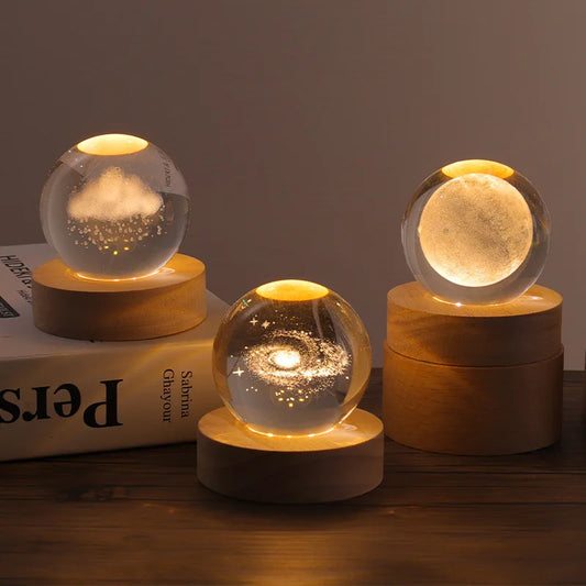 Aesthetic Moon Crystal Clear Glass Globe Night Light