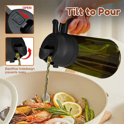 470ML/16oz Light-Blocking Dark Oil Sprayer for Cooking 2 in 1 Olive Oil Dispenser Bottle for Kitchen