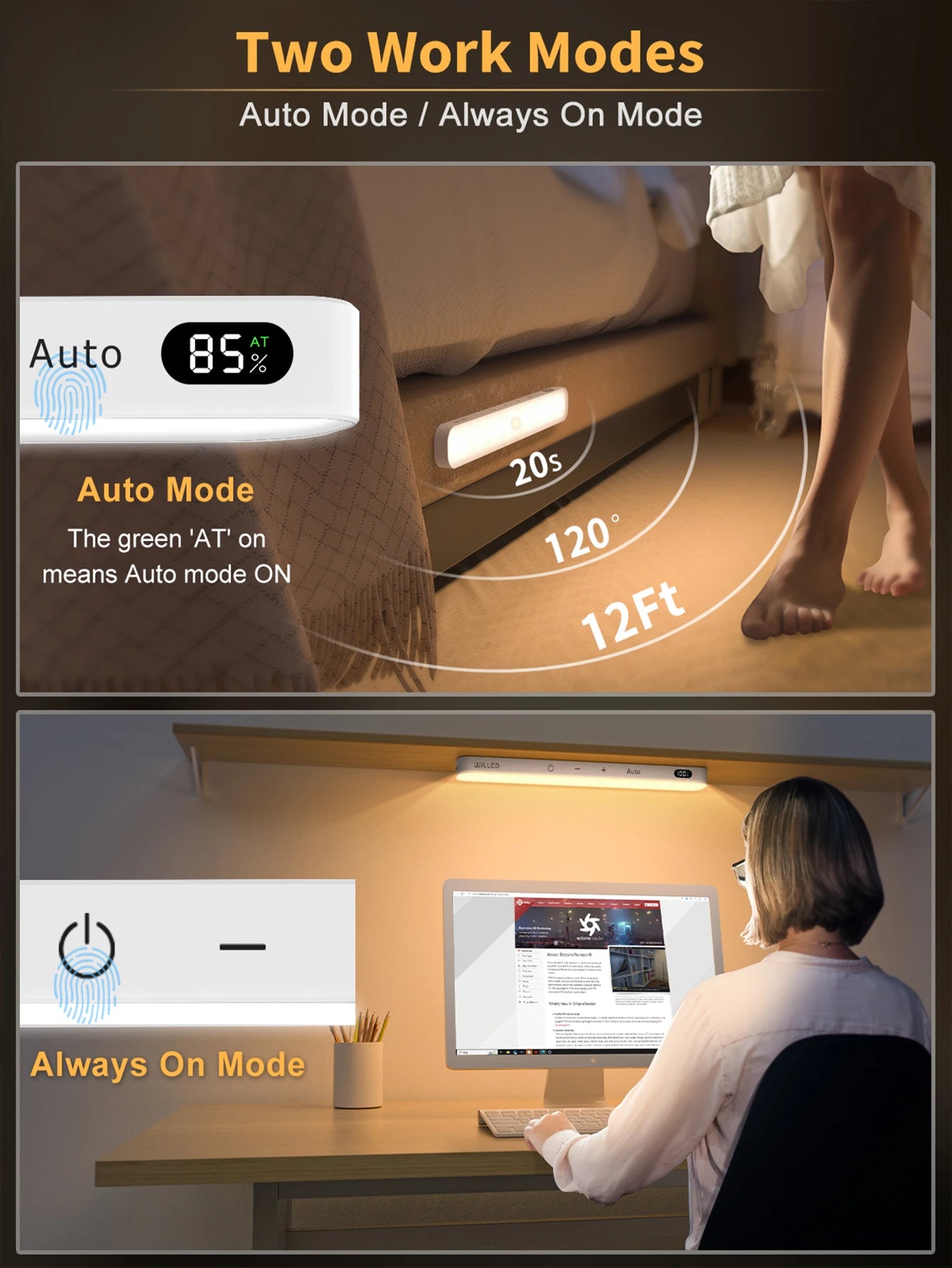 Warm Light Motion Sensor for Cabinets