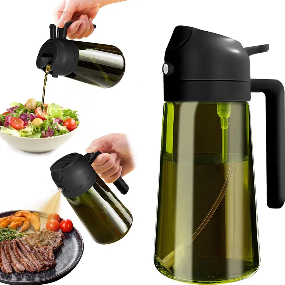470ML/16oz Light-Blocking Dark Oil Sprayer for Cooking 2 in 1 Olive Oil Dispenser Bottle for Kitchen