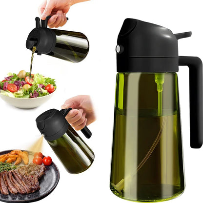 470ML/16oz Light-Blocking Dark Oil Sprayer for Cooking 2 in 1 Olive Oil Dispenser Bottle for Kitchen