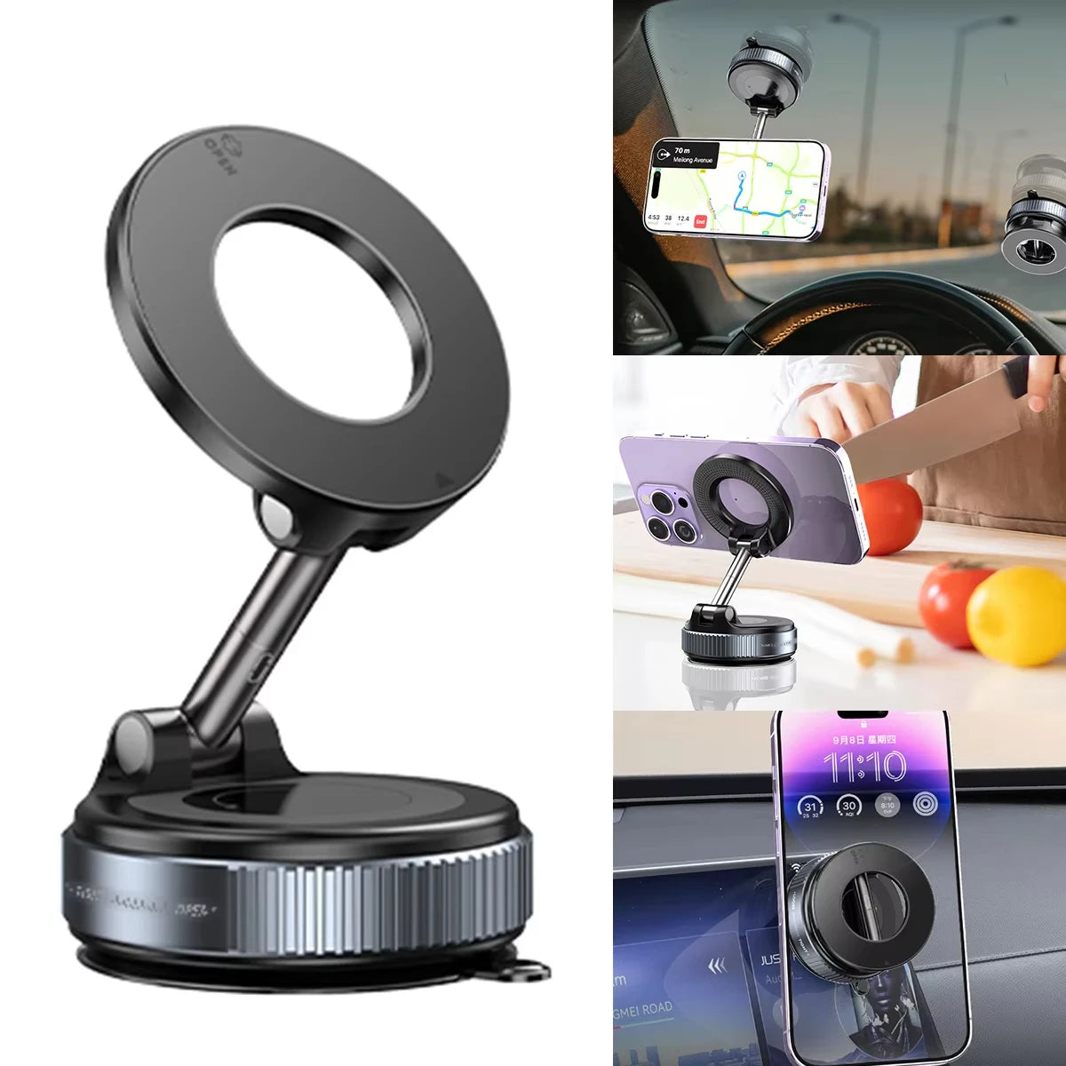 Car Phone holder Magnetic Stand Vacuum Suction Cup with 360° rotation